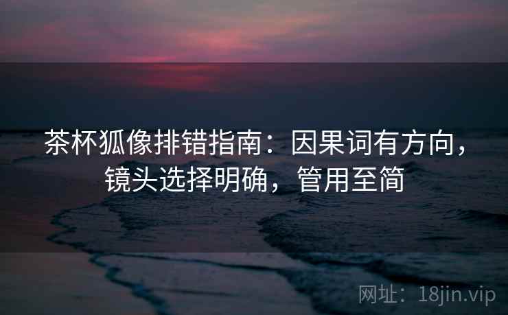 茶杯狐像排错指南:因果词有方向,镜头选择明确,管用至简 茶杯狐像排错指南:因果词有方向,镜头选择明确,管用至简